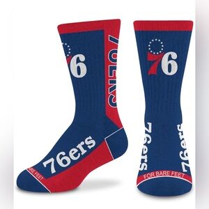 For Bare Feet NBA Unisex Kids Nba Mvp Crew Sock Youth Philadelphia 76ers